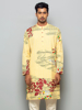 Picture of Pastel Yellow Printed Cotton Panjabi Pajama Set