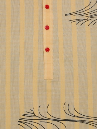 Picture of Pastel Yellow Printed Cotton Panjabi Pajama Set