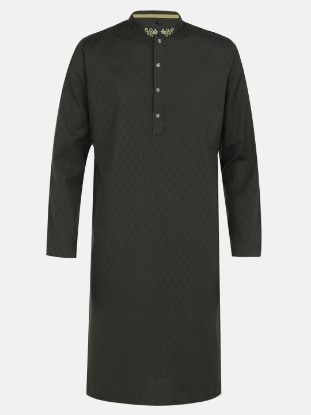 Picture of Grey Embroidered Viscose Panjabi Pajama Set