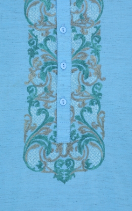 Picture of Light Blue Embroidered Cotton Panjabi Pajama Set