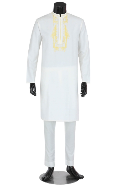 Picture of Ivory Embroidered Cotton Panjabi Pajama Set