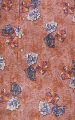 Picture of Rust Printed Cotton Slim Fit Panjabi Pajama Set