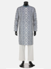 Picture of Grey Printed and Embroidered Silk Panjabi Pajama Set