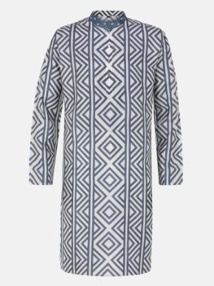 Picture of Grey Printed and Embroidered Silk Panjabi Pajama Set