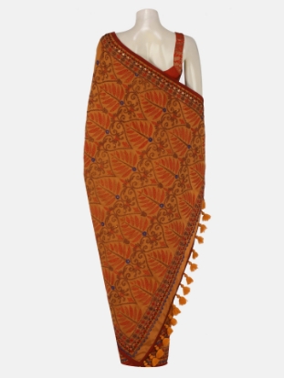 Picture of Copper Nakshi Kantha Silk Saree