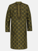 Picture of Olive Green Printed and Erri Embroidered Silk Panjabi Pajama Set