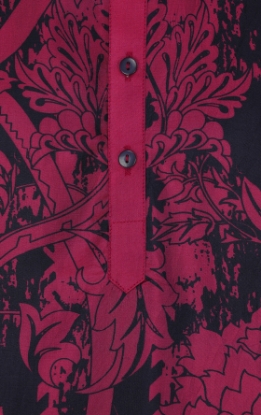 Picture of Red Printed and Embroidered Dual Tone Silk Panjabi Pajama Set