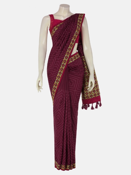 Picture of Maroon Nakshi Kantha Silk Saree