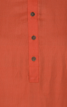 Picture of Orange Embroidered Silk-Cotton Panjabi Pajama Set