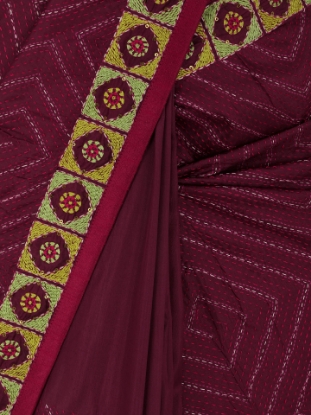 Picture of Maroon Nakshi Kantha Silk Saree
