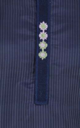 Picture of Midnight Blue Embroidered Silk Panjabi Pajama Set