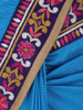 Picture of Blue Check Nakshi Kantha Embroidered Silk Saree