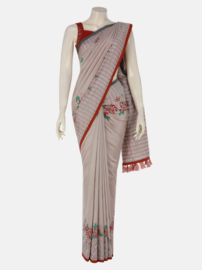 Picture of Dusty Pink Duel Tone Printed Nakshi Kantha Silk Saree