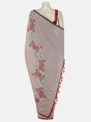 Picture of Dusty Pink Duel Tone Printed Nakshi Kantha Silk Saree