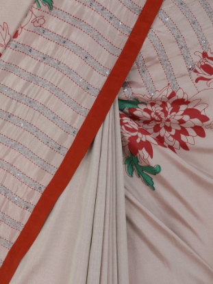 Picture of Dusty Pink Duel Tone Printed Nakshi Kantha Silk Saree