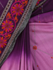 Picture of Purple Dyed and Nakshi Kantha Embroidered Silk Saree