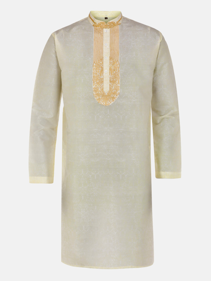 Picture of Ivory Embroidered and Printed Silk Panjabi