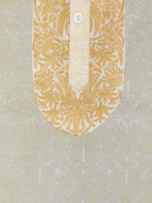 Picture of Ivory Embroidered and Printed Silk Panjabi
