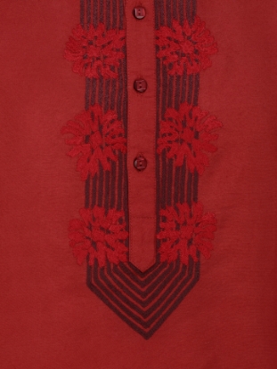 Picture of Brick Red Embroidered Joysree Silk Panjabi