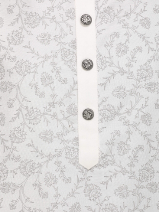 Picture of White Printed and Embroidered Joysree Silk Panjabi