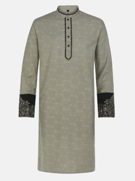 Picture of Beige Printed and Embroidered Joysree Silk Panjabi