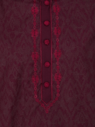 Picture of Burgundy Printed and Embroidered Joysree Silk Panjabi