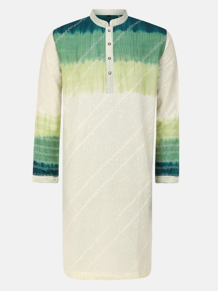Picture of Ivory Embroidered and Ombre Dyed Joysree Silk Panjabi