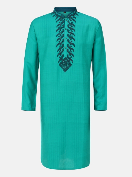 Picture of Turquoise Embroidered Joysree Silk Panjabi