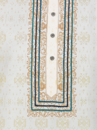 Picture of Ivory Printed and Embroidered Joysree Silk Panjabi