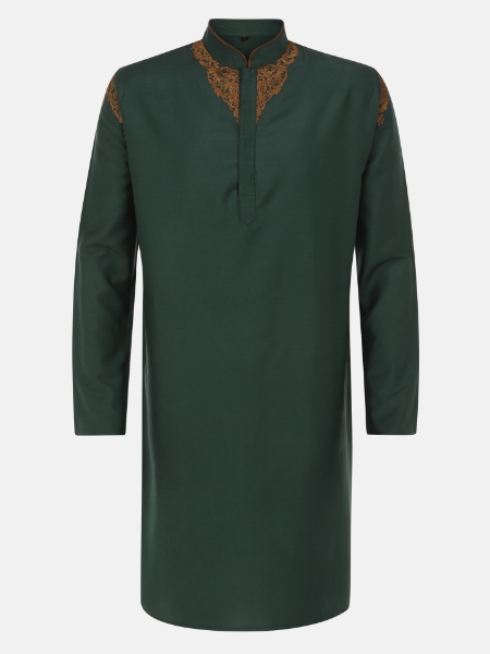 Picture of Bottle Green Embroidered Joysree Silk Panjabi