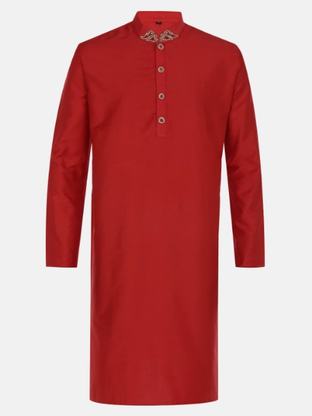 Picture of Red Erri Embroidered Joysree Silk Panjabi
