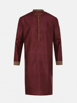 Picture of Maroon Erri Embroidered Silk Panjabi