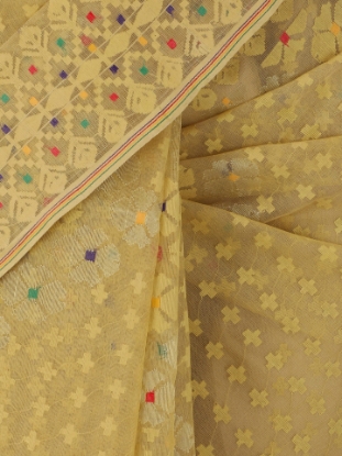 Picture of Pastel Yellow Half Silk Jamdani Saree