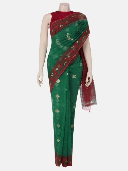 Picture of Green Half Silk Jamdani Saree