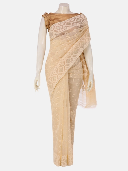Picture of Light Beige Half Silk Jamdani Saree