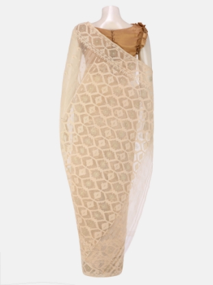 Picture of Light Beige Half Silk Jamdani Saree