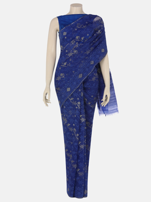 Picture of Blue Half Silk Jamdani Saree