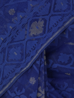 Picture of Blue Half Silk Jamdani Saree