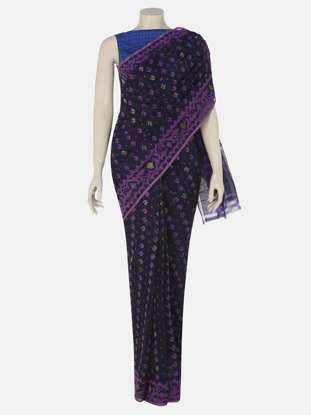 Picture of Deep Purple Half Silk Jamdani Saree