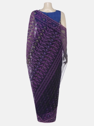 Picture of Deep Purple Half Silk Jamdani Saree