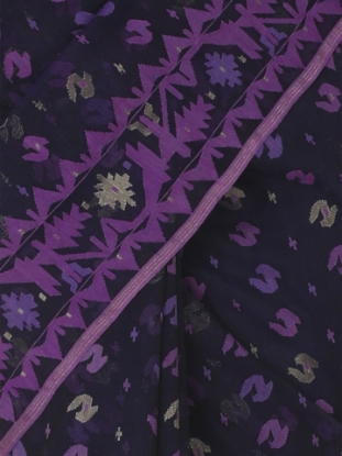 Picture of Deep Purple Half Silk Jamdani Saree