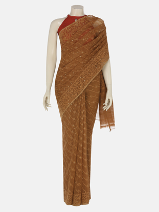 Picture of Brown Half Silk Jamdani Saree