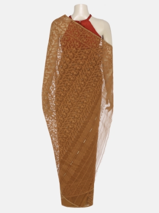Picture of Brown Half Silk Jamdani Saree