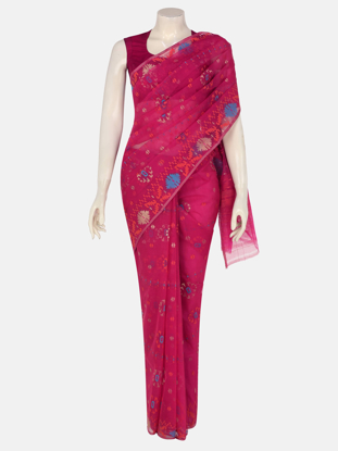 Picture of Fuchsia Half Silk Jamdani Saree