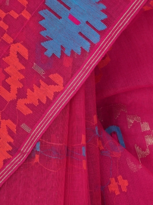 Picture of Fuchsia Half Silk Jamdani Saree