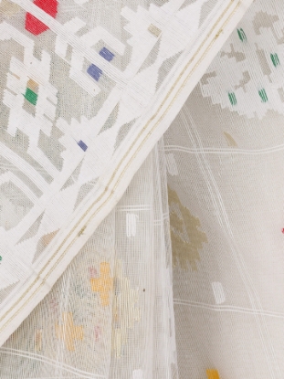 Picture of White Half Silk Jamdani Saree