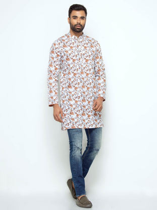 Picture of White Slim Fit Cotton Kurta