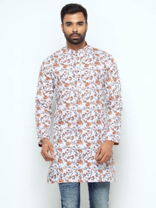 Picture of White Slim Fit Cotton Kurta