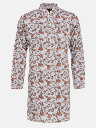 Picture of White Slim Fit Cotton Kurta