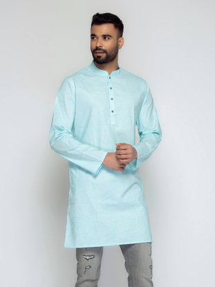 Picture of Aqua Cotton Slim Fit Short Kurta